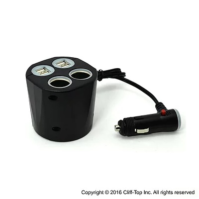Cliff-Top® 6.6Amp USB&Cigarette Socket Cup Holder
