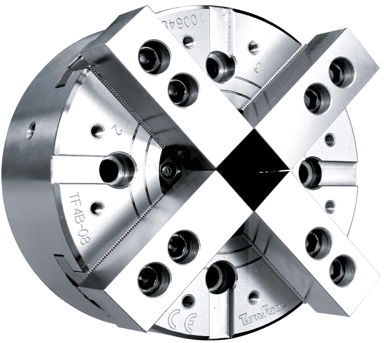 4-jaw wedge type through-hole power chuck (with adaptor)