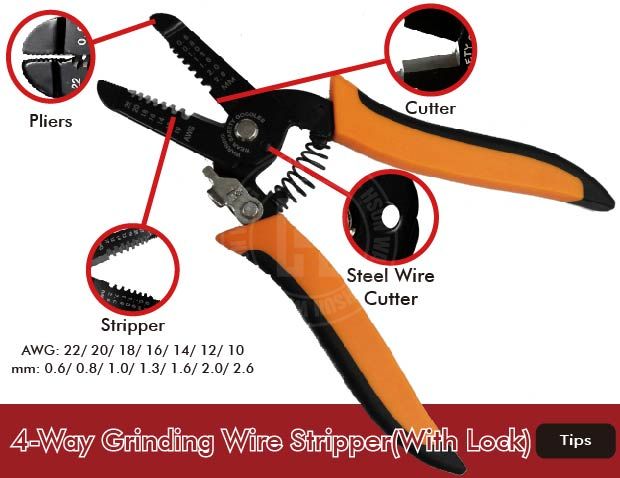 7" 4-Way Grinding Wire Stripper(With Lock) ／ Item No: P760626I