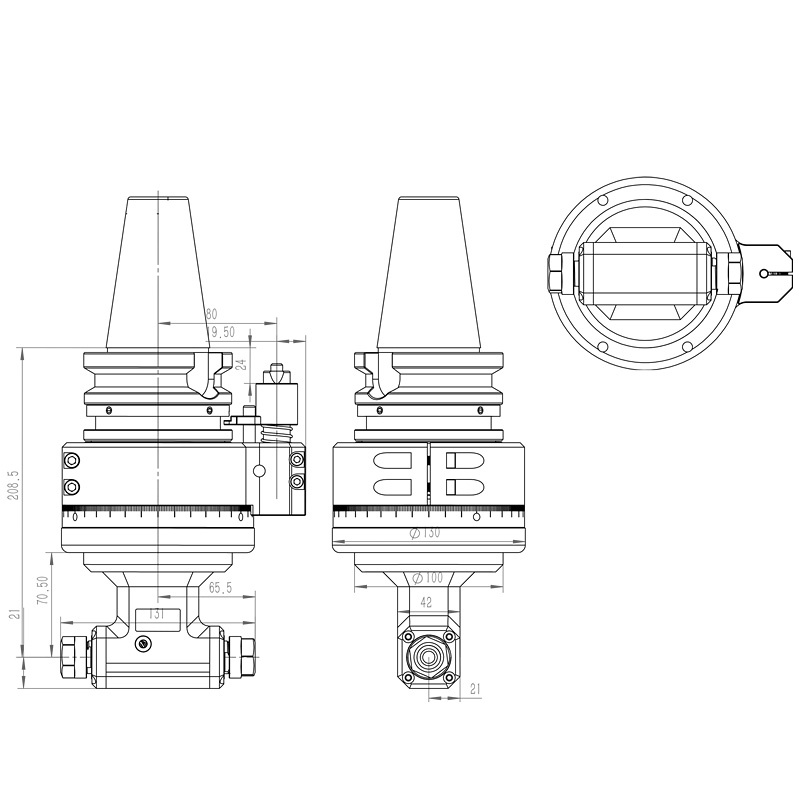 Bidirectional angle head, BT40-DK90-BT50-ER16-2X