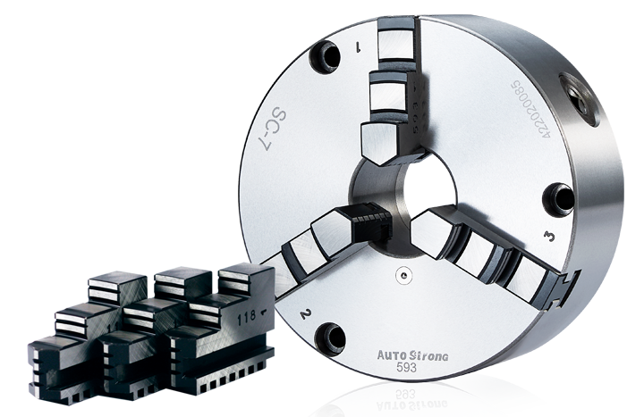 3-jaw scroll chuck plain back, solid jaws (front and back mounted) 3-jaw scroll chuck plain back, solid jaws (front and back mounted)